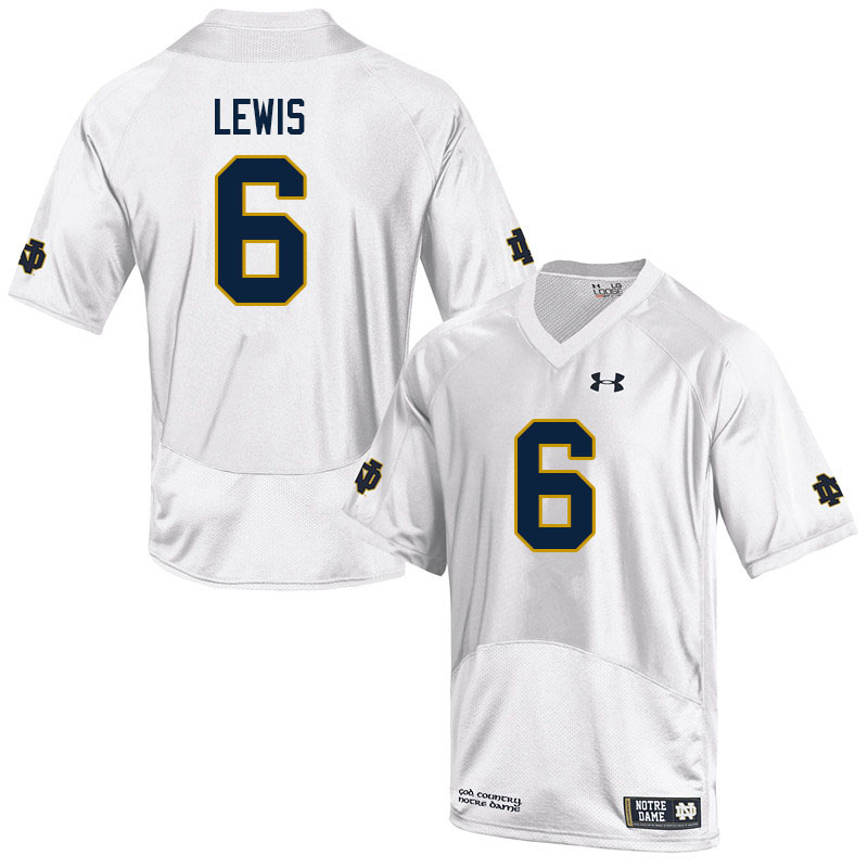 Men #6 Clarence Lewis Notre Dame Fighting Irish College Football Jerseys Sale-White - Click Image to Close